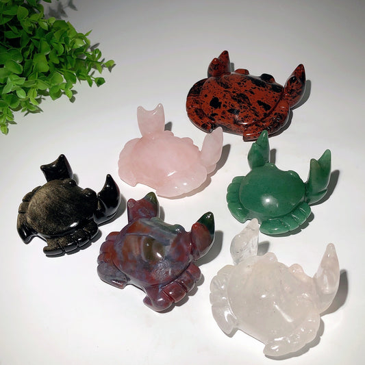 2.7"-4.0" Mixed Crystal Crab Carvings Crystal Healing Bulk Wholesale