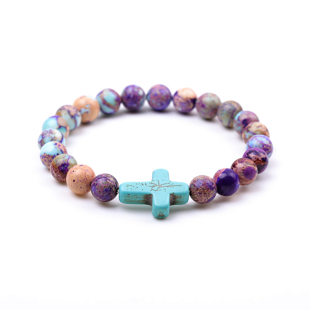 8mm Imperial Jasper Bracelet with Decor Crystal Healing Bulk Wholesale