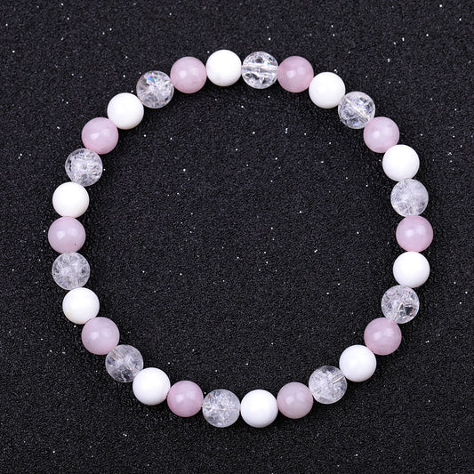 6-10mm Rose Quartz Jade Crack Clear Quartz Mixed Bracelet Crystal Healing Bulk Wholesale