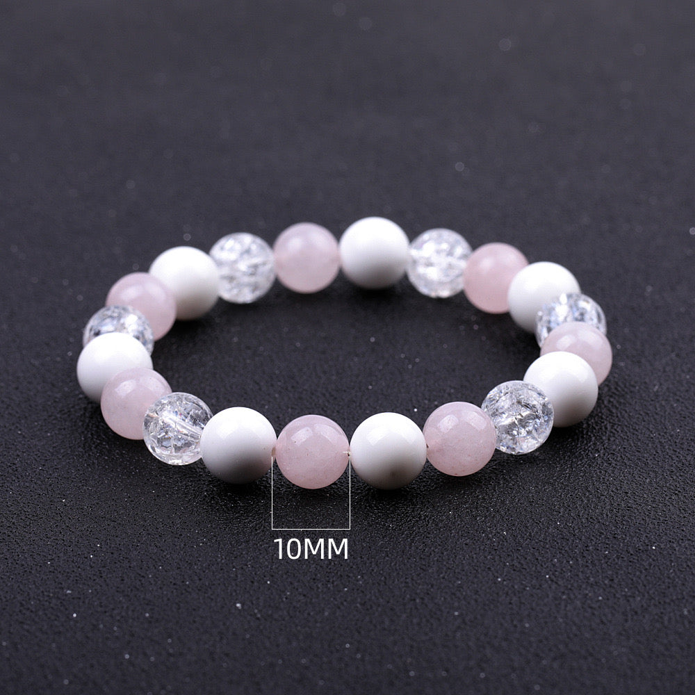 6-10mm Rose Quartz Jade Crack Clear Quartz Mixed Bracelet Crystal Healing Bulk Wholesale