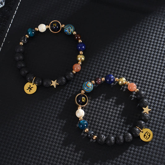 8mm Mixed Crystal Eight Planets Constellation Bracelet Crystal Healing Bulk Wholesale