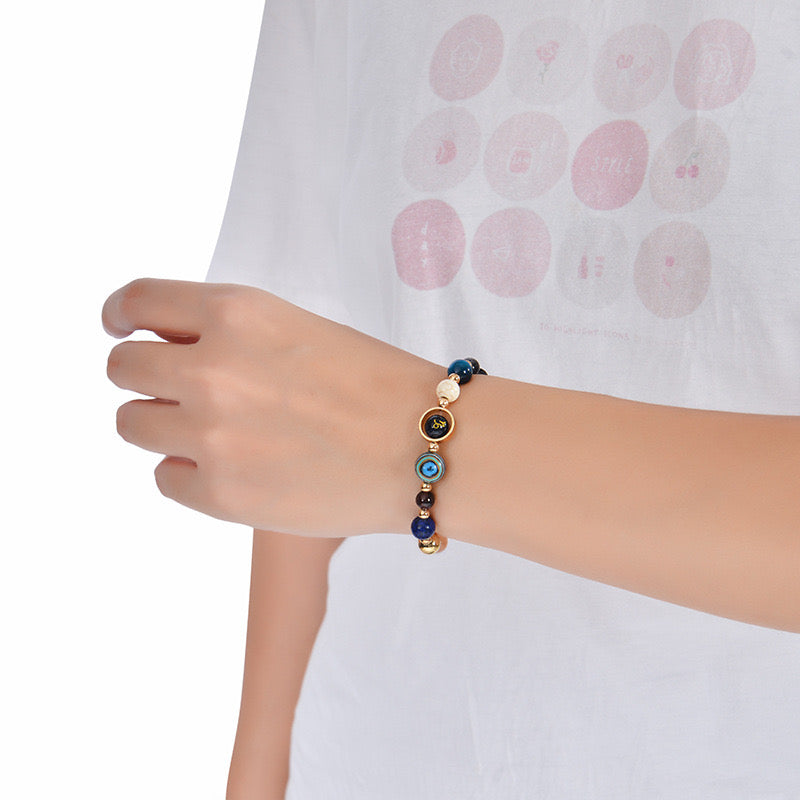 8mm Mixed Crystal Eight Planets Constellation Bracelet Crystal Healing Bulk Wholesale
