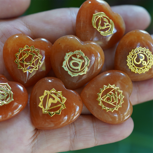 7pcs Mixed Crystal Heart Chakra Runes Bag Crystal Healing Bulk Wholesale