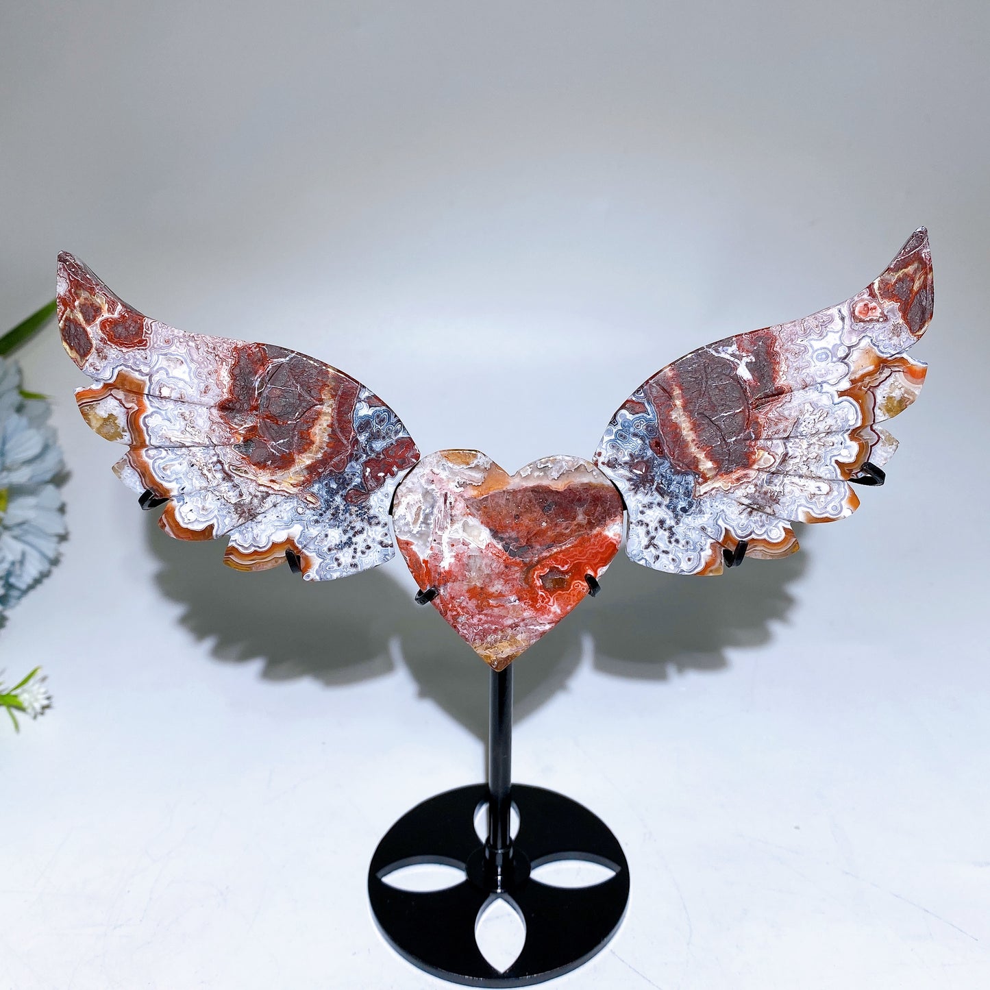 Crystal Heart Wings Carving with Stand Crystal Healing Bulk Wholesale