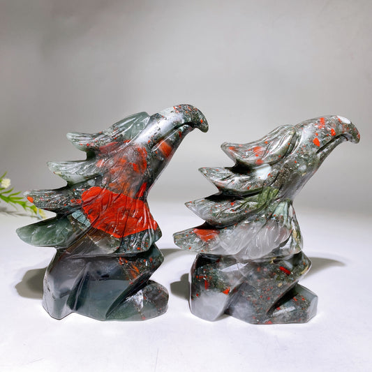 4.8" Africa Blood Stone Eagle Head Carving Crystal Healing Bulk Wholesale