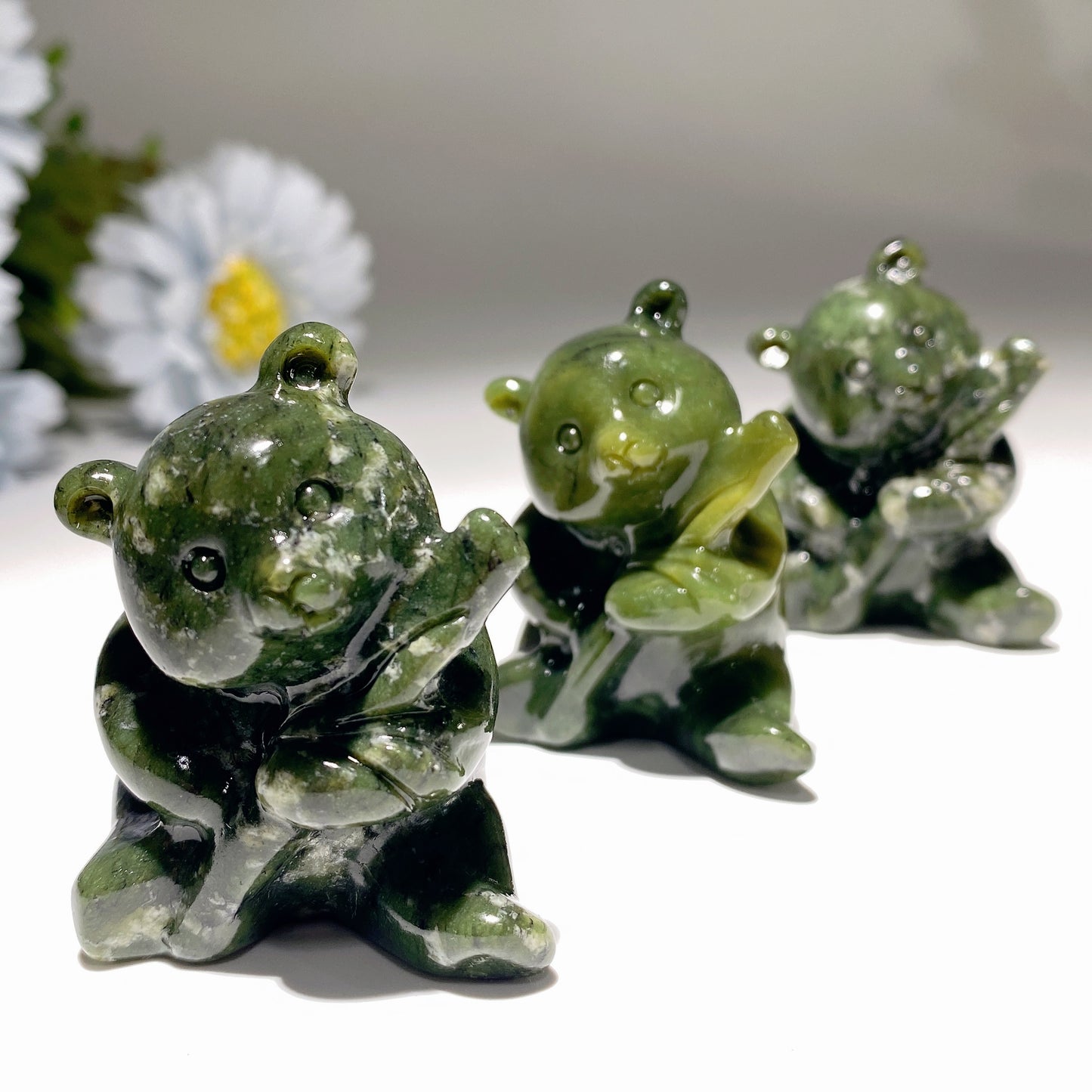 2.0“ Serpentine Panda Bamboo Carvings Crystal Healing Bulk Wholesale
