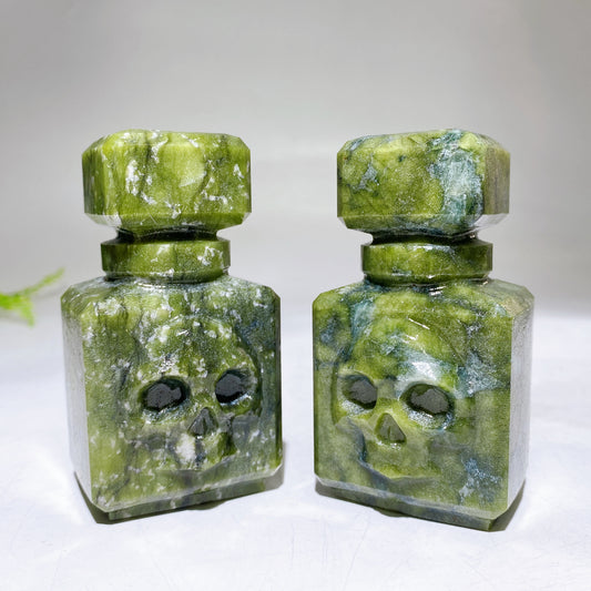 3.5" Natural Serpentine Poison Bottle Carving Crystal Healing Bulk Wholesale