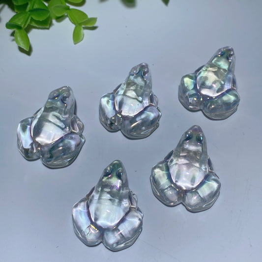 2.0" White Smelting Frog Carvings Crystal Healing Bulk Wholesale