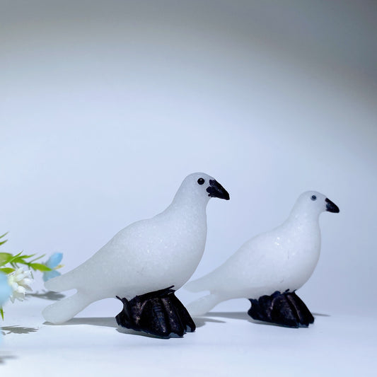 2.6" White Jade Pigeon Carvings Crystal Healing Bulk Wholesale