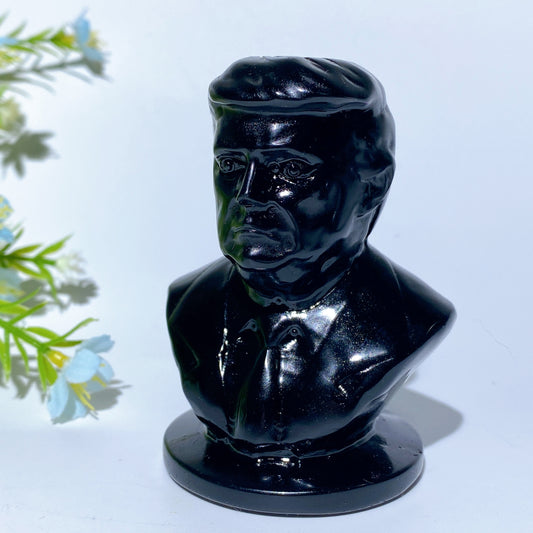3.1" Black Obsidian Trump Busts Carvings Crystal Healing Bulk Wholesale
