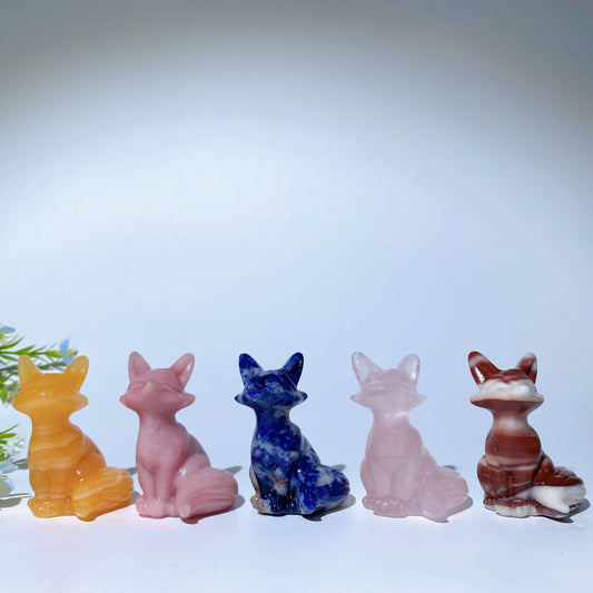 2.3" Mixed Crystal Fox Carvings Crystal Healing Bulk Wholesale