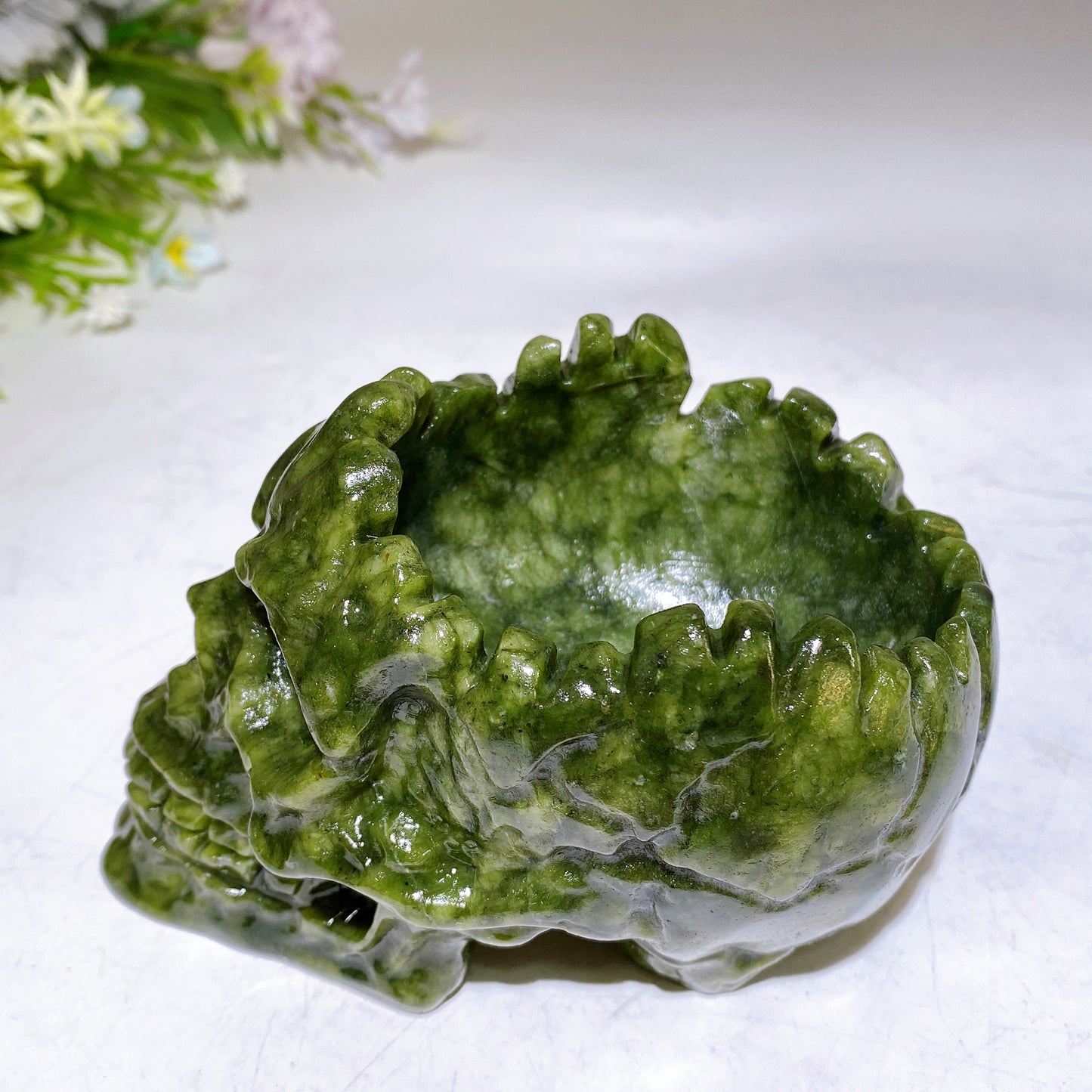 4.7" Serpentine Skull Bowl Carving Crystal Healing Bulk Wholesale