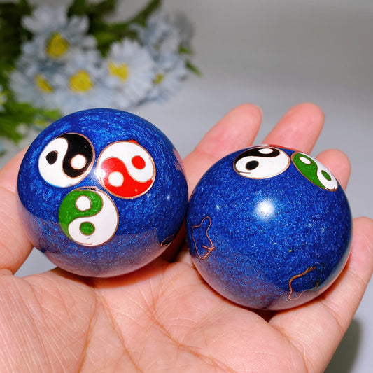 1.8" Metal Ringing Bagua Sphere Crystal Healing Bulk Wholesale