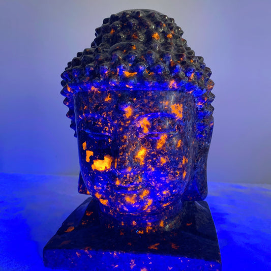 Large UV Reactive Yooperlite Buddha Head Carvings Bulk Wholesale