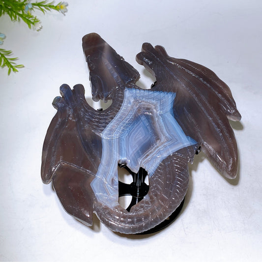 19cm Natural Agate Yooperlite Dragon Carving with Stand Crystal Healing Bulk Wholesale