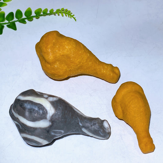 Natural Yellow Jade Shell Stone Chicken Leg Carving Crystal Healing Bulk Wholesale