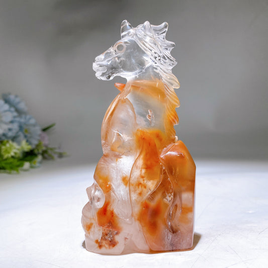 5.0" Unique Red Quartz Unicorn on Skull Carving Crystal Healing Bulk Wholesale