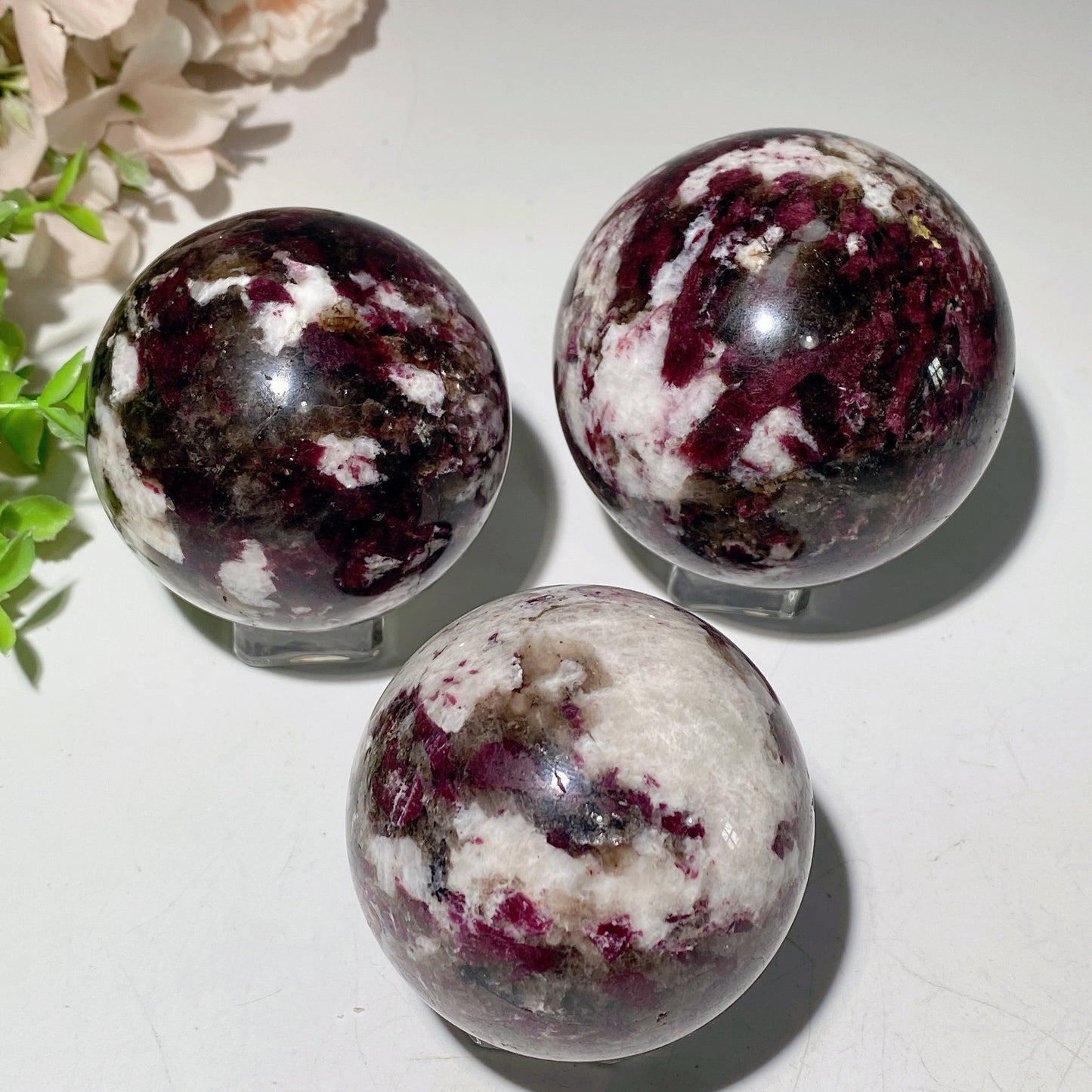 2.2"-3.0“ Rubellite Tourmaline In Quartz Sphere Crystal Healing Bulk Wholesale