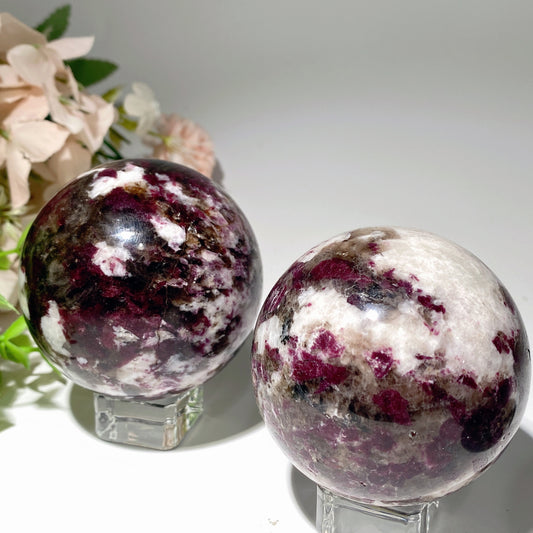 2.2"-3.0“ Rubellite Tourmaline In Quartz Sphere Crystal Healing Bulk Wholesale