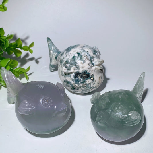 4.0" Fluriote Moss Agate Finsh Carvings Crystal Healing Bulk Wholesale