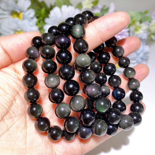 10mm 12mm Rainbow Obsidian Bracelet Crystal Healing Bulk Wholesale