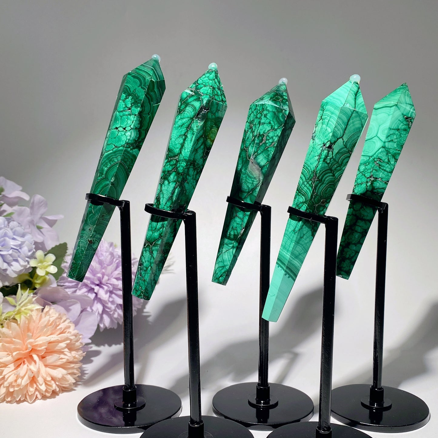 4.0"-5.2" Malachite Wand with Stand Crystal Healing Bulk Wholesale