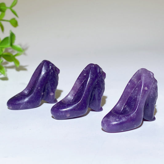 1.3" Purple Mica High-heeled Shoes Carvings Crystal Healing Bulk Wholesale