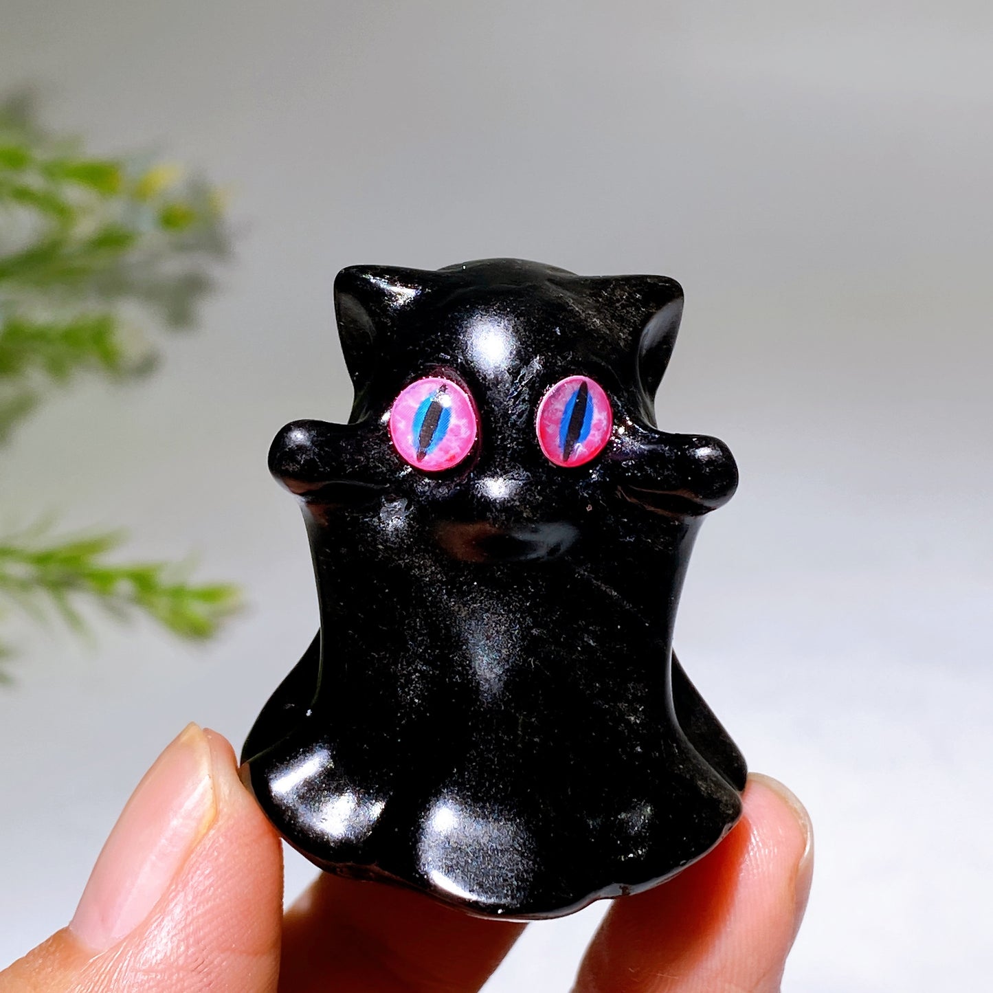 1.6" Black Obsidian Ghost Carving for Halloween Wholesale