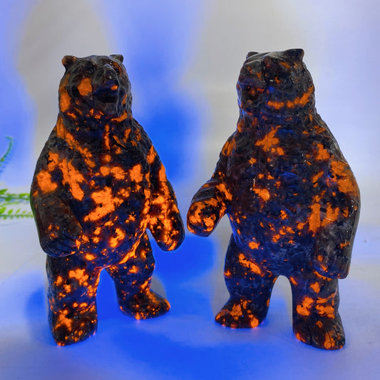 5.8" UV Reactive Natural Yooperlite Bear Carving Wholesale