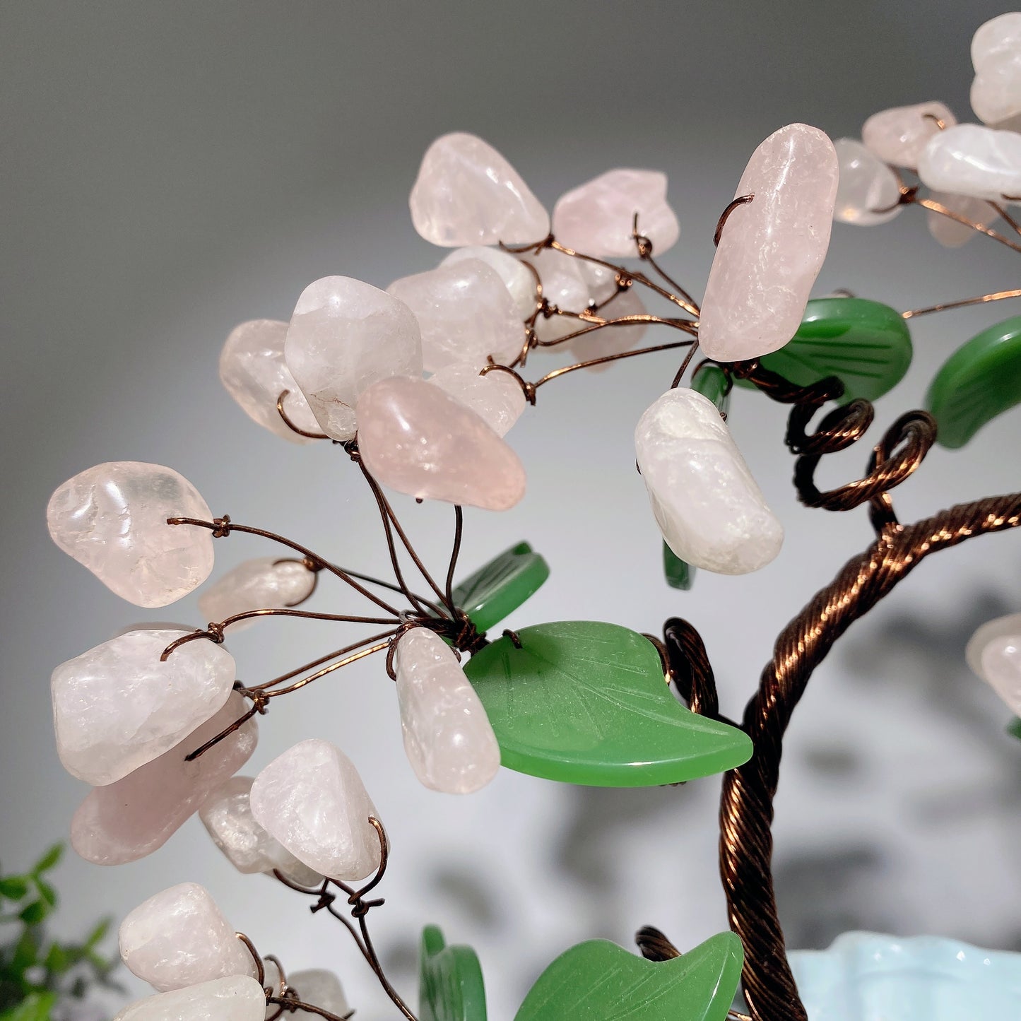 Ceramic Vase with Rose Quartz Flower Crystal Healing Bulk Wholesale