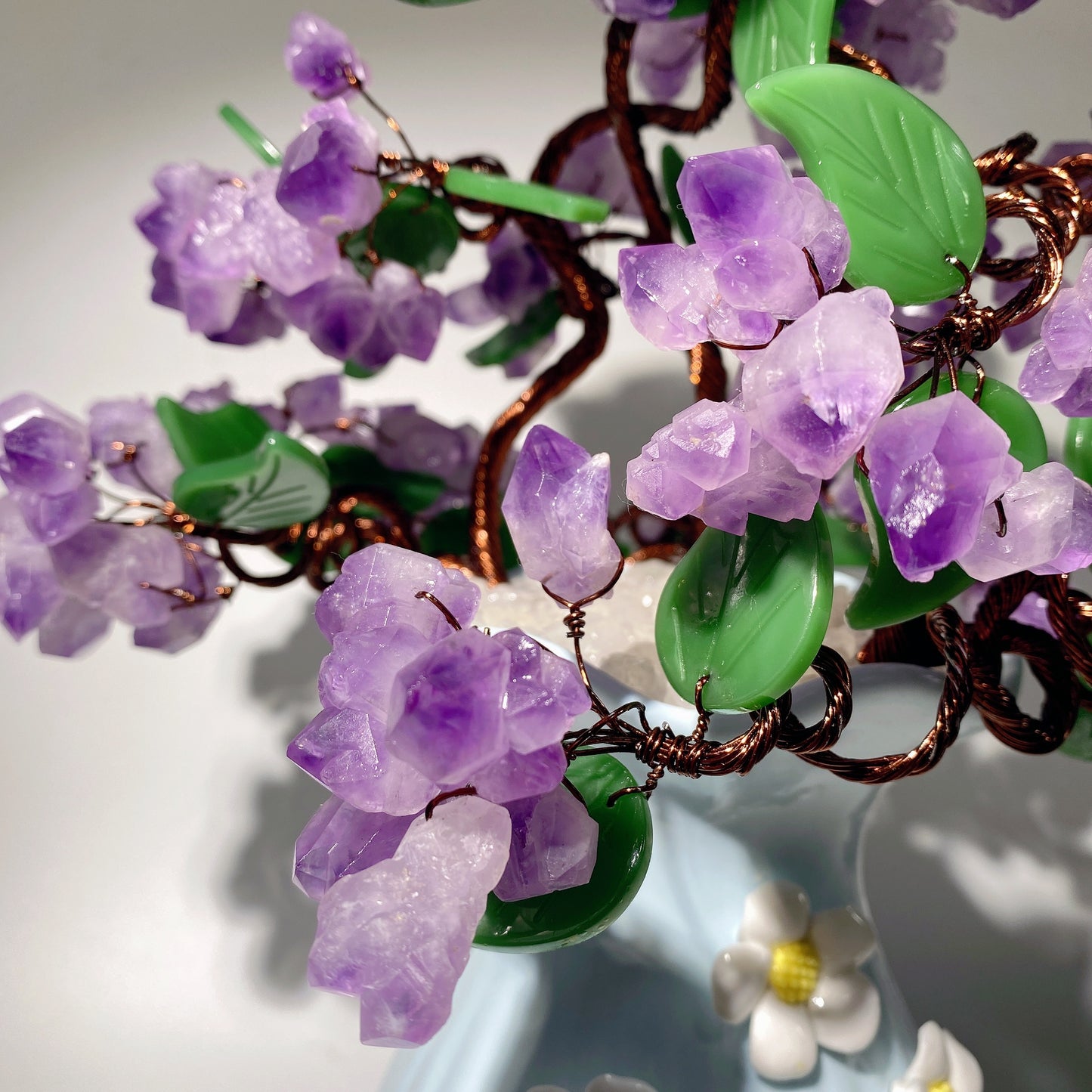Ceramic Vase with Amethyst Flower Crystal Healing Bulk Wholesale