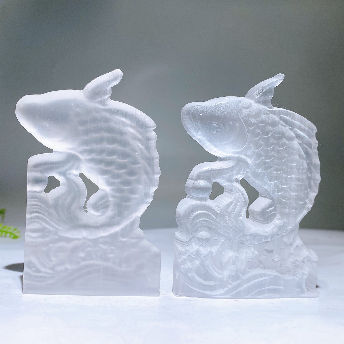 4.0" Selenite Fish Carving Slab Wholesale
