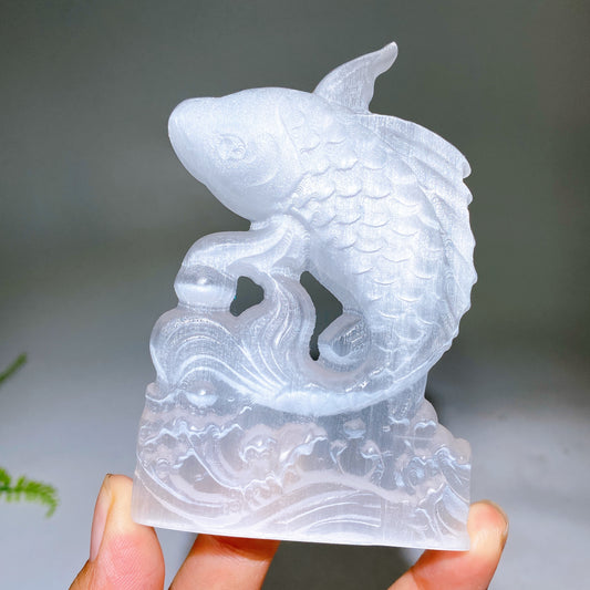 4.0" Selenite Fish Carving Slab Wholesale