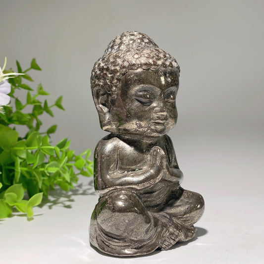 4.5" Pyrite Buddha Carvings Crystal Healing Bulk Wholesale