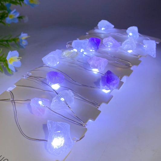 4m Crystal Raw Stone LED Light For Christmas Decor Crystal Healing Bulk Wholesale