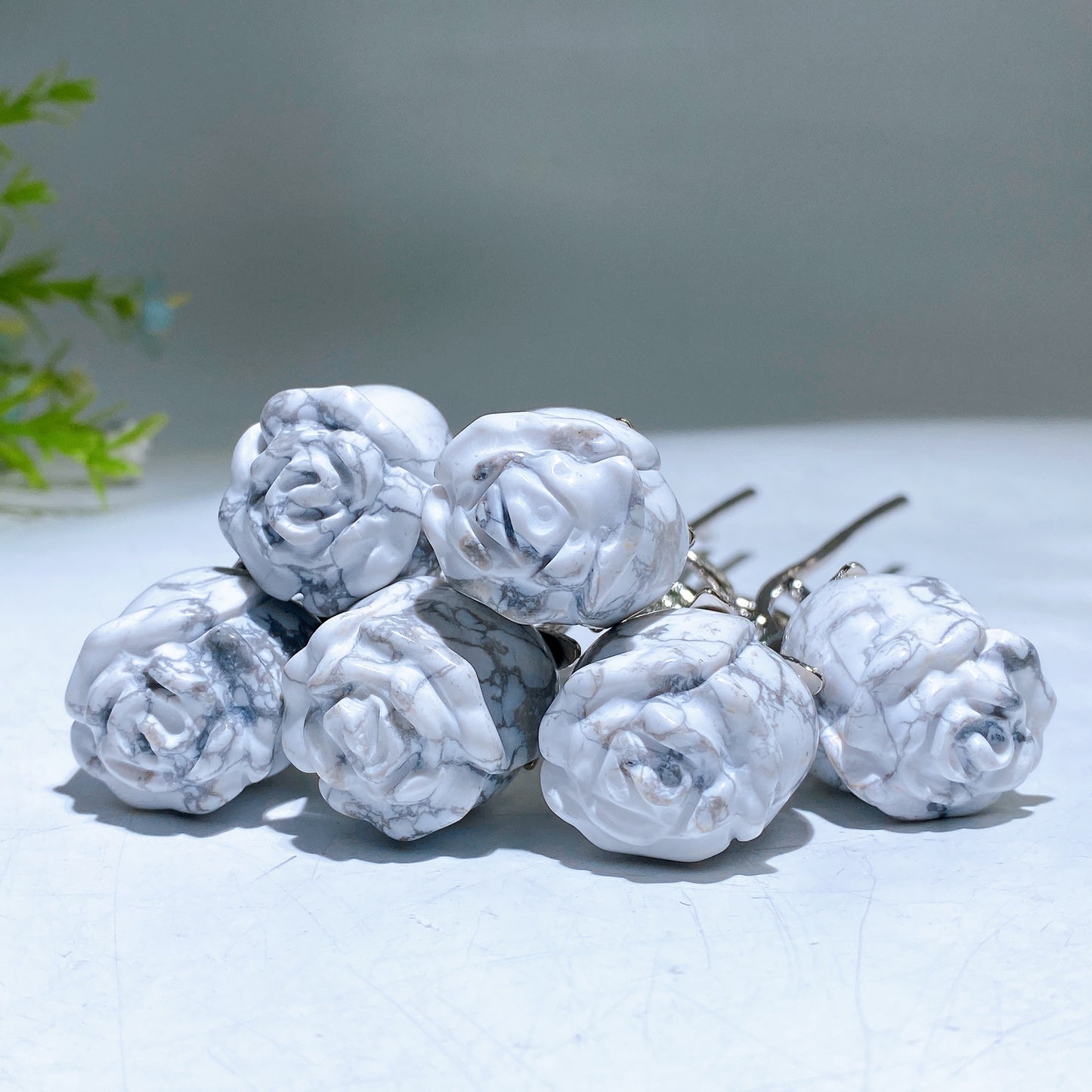 Crystal Flower Carving with Silver Color Metal Stem Wholesale