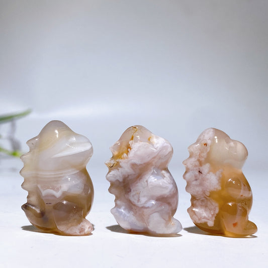 1.2" Mini Flower Agate Dinosaur Carving Crystal Healing Bulk Wholesale