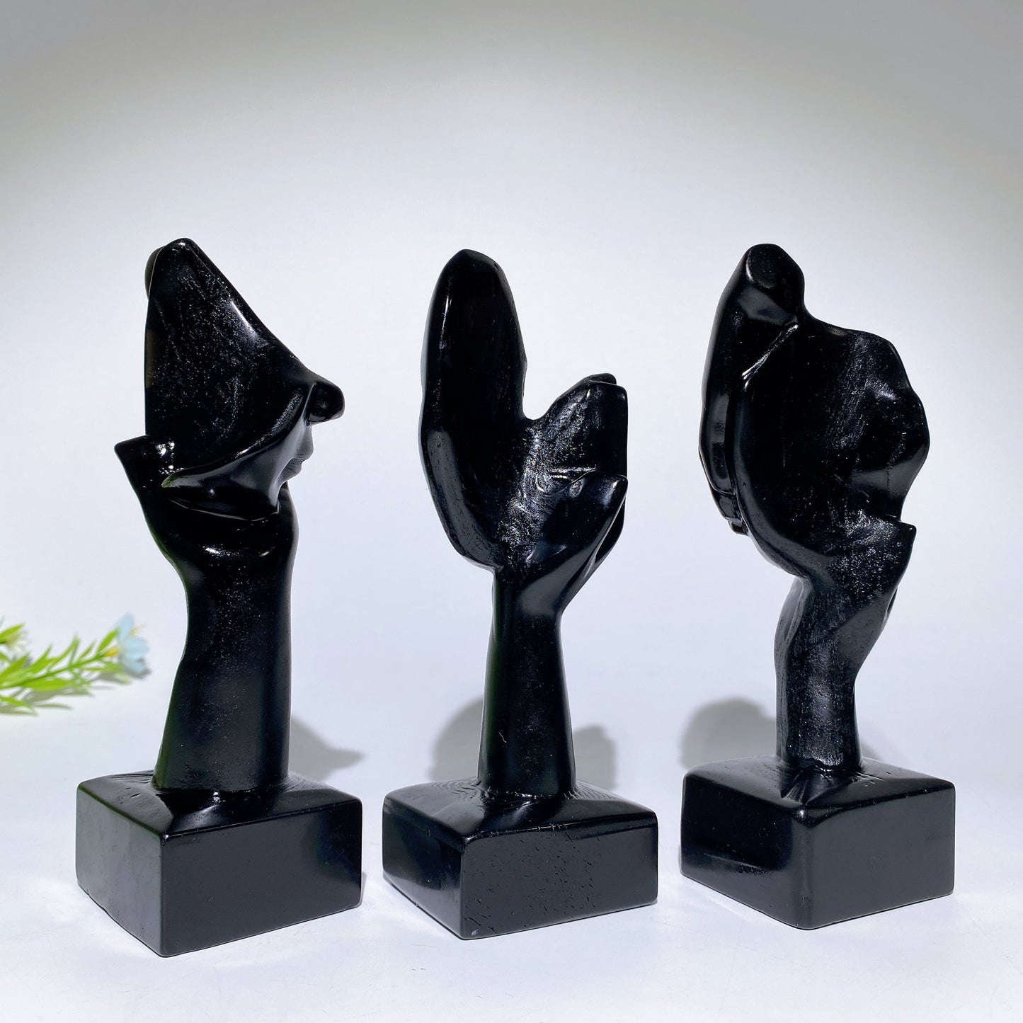 5.4" Black Obsidian Thinker Statue Carvings Crystal Healing Bulk Wholesale
