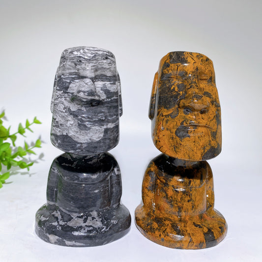 5.2" Jade Picasso Stone Moai Carvings Crystal Healing Bulk Wholesale