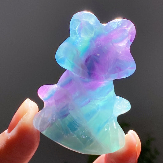 2.3" Rainbow Fluorite Frog Carvings Crystal Healing Bulk Wholesale
