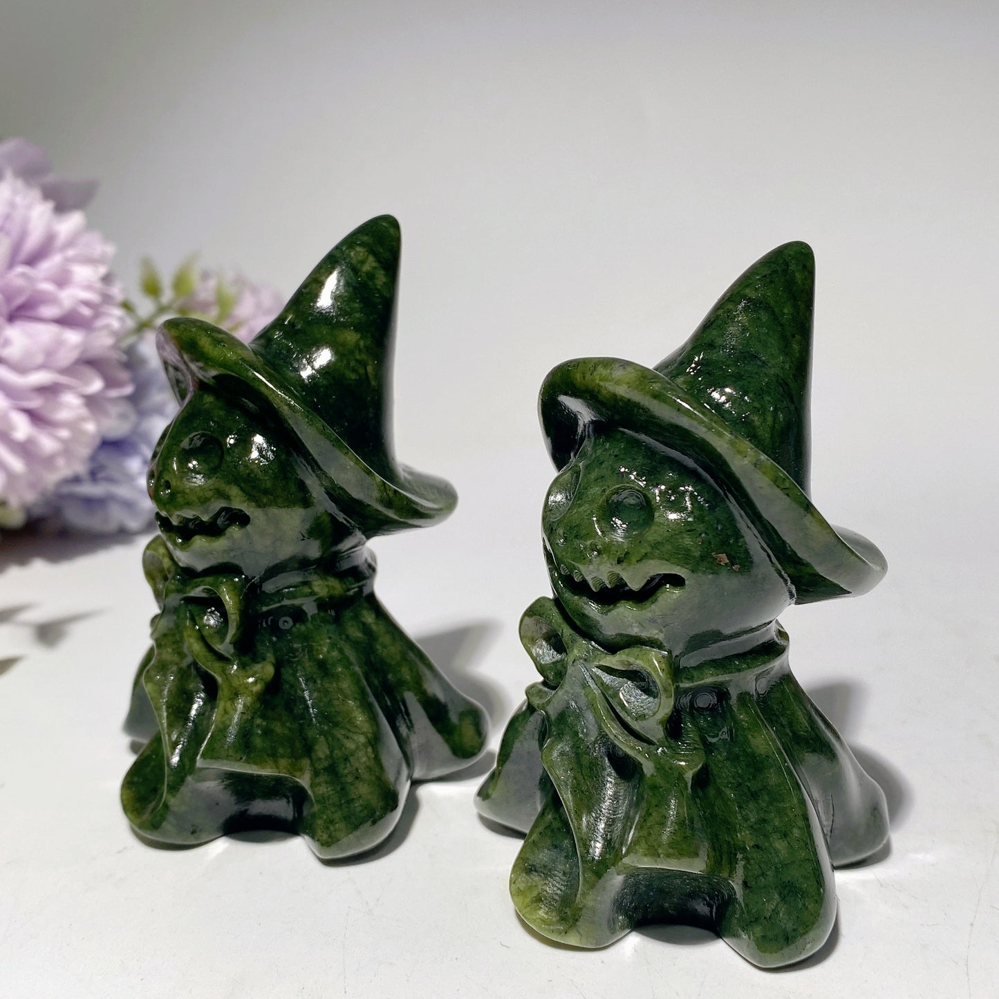3.1" Serpentine Ghost with Wizard's Hat Carvings Crystal Healing Bulk Wholesale