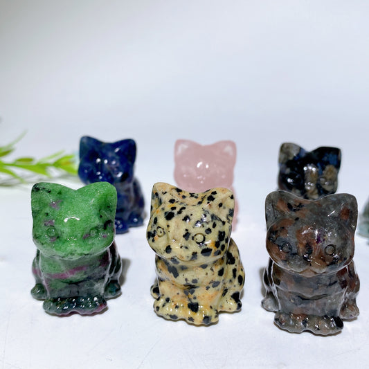 1.3“ Mixed Crystal Mini Cat Carvings Crystal Healing Bulk Wholesale