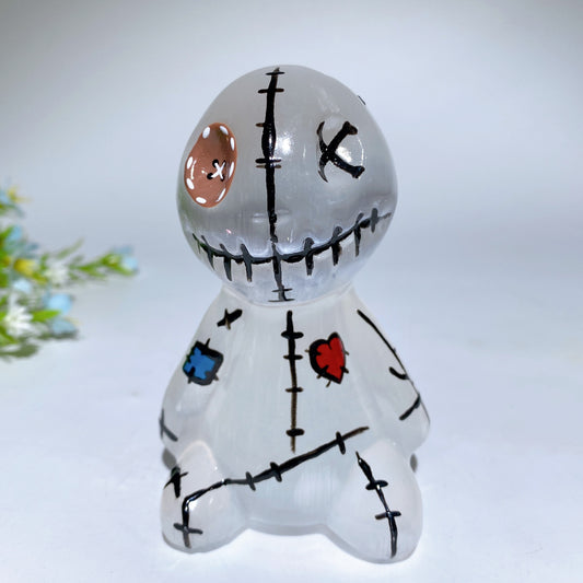 3.9" Selenite Voodoo Doll Carvings with Hand Painting Crystal Healing Bulk Wholesale