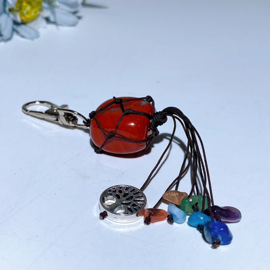 Crystal Key Chain with Chakra Chips Tassel & Metal Life Tree Decor Crystal Healing Bulk Wholesale