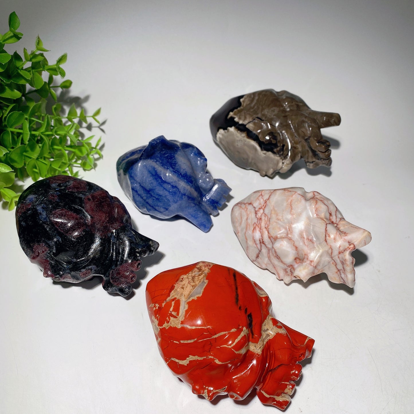 4.0"-4.8" Mixed Crystal Heart Carvings Crystal Healing Bulk Wholesale