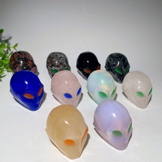 2.0" Mixed Crystal Alien's Head with Random Eyes Crystal Healing Bulk Wholesale