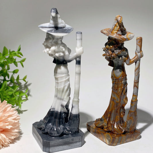 6.0" Taiji Stone Jade Witch Carvings Crystal Healing Bulk Wholesale