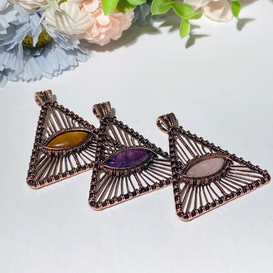 1.6" Rose Quartz Tiger's Eye Amethyst Eye Pendant Crystal Healing Bulk Wholesale
