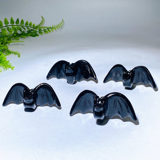 3.5" Black Obsidian Bat Carving for Halloween Wholesale