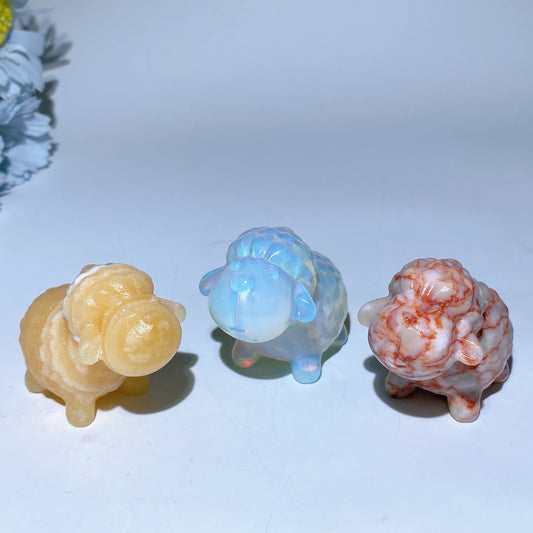 2.4" Mixed Crystal Sheep Carvings Crystal Healing Bulk Wholesale